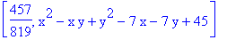 [457/819, x^2-x*y+y^2-7*x-7*y+45]